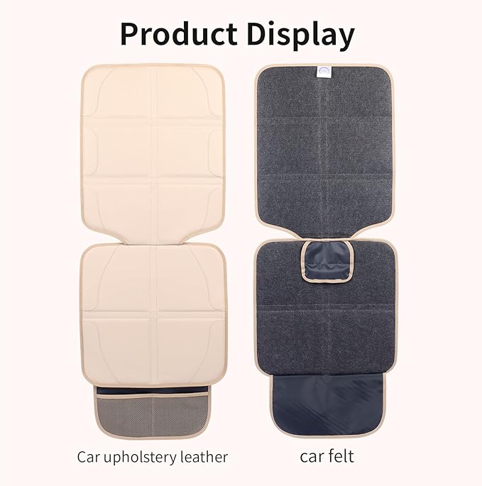 Car Seat Protector, Extra Thick Car Seat Covers Non-Slip Waterproof Mat Pad Leaving No Imprints Marks for Child Baby Pet Truck SUV Automobile (Beige-A)