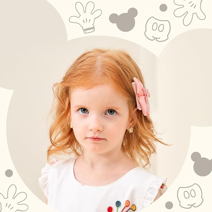 8PCS Mouse Ears Hair Bow Clips, 4 Inch Toddler Girls Polka Dot Hair Accessories, Birthday Party Decoration for Baby Toddler Girls