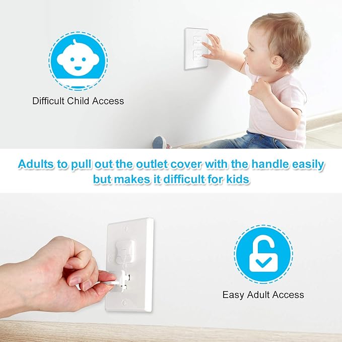 Mom's Choice Gold Awards Winner - Outlet Covers with Hidden Pull Handle Baby Proofing Plug Covers (45 Pack) 3-Prong Child Safety Socket Covers Electrical Outlet Protectors Kid Proof Outlet Cap