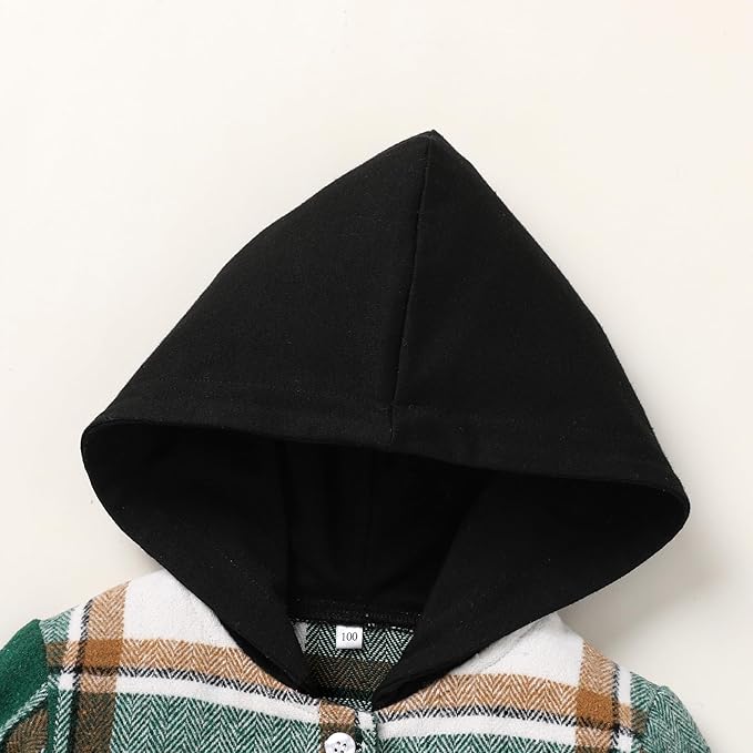 YOUNGER STAR Toddler Kids Boys Girls Flannel Hooded Plaid Shirt Button Baby Red Clothes