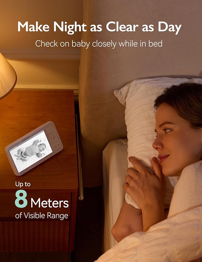 Momcozy Baby Monitor with 2 Cameras 5.5" 1080P Full HD Split Screen Video Baby Monitor with Camera and Audio, No WiFi 5800mAh Battery, ECO, VOX, Clear Night Vision 1640ft Range (SD Card not Included)