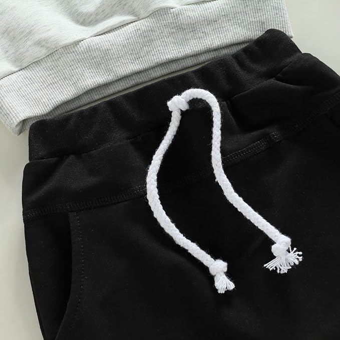Toddler Baby Boy Clothes Solid Color Long Sleeve Crewneck Sweatshirt Top Casual Pants Set 2Pcs Fall Winter Outfits