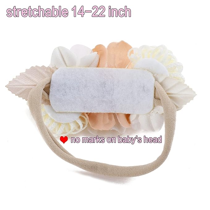 Baby Girl Headbands Nylon Flower Elastic Hairbands 3pcs Hair Accessories Gift for Newborn Infant Toddlers (93#)