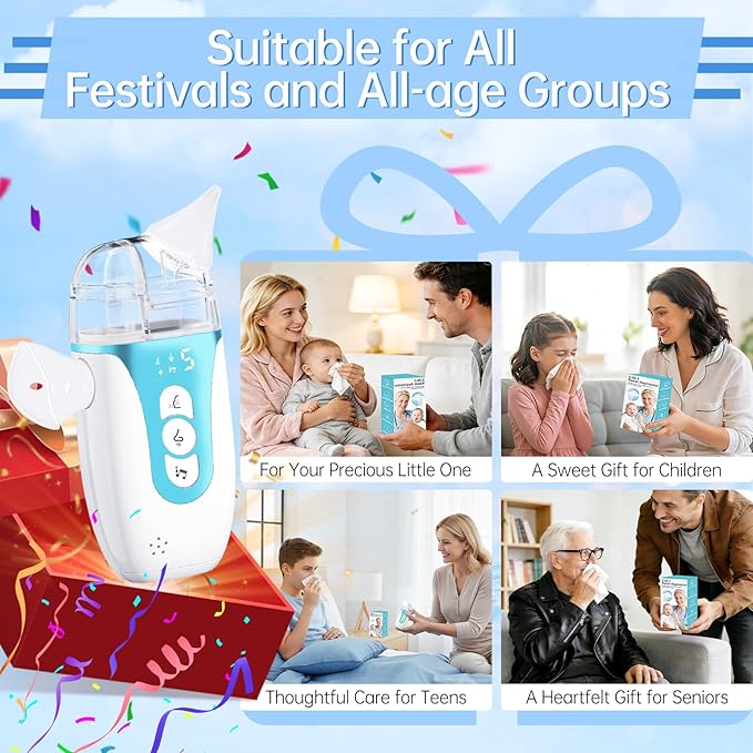 Nasal Aspirator for Baby, 2026 Upgraded Nose Cleaner with Powerful Suction, 2-in-1 Electric Nose Sucker with Large-Capacity Collector and AI Pause Function,Baby Nose Aspirator with Music-Blue