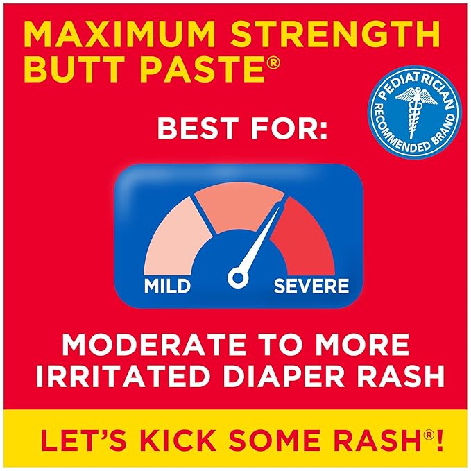 Boudreaux’s Butt Paste Max Strength Diaper Rash Cream for Baby, Ointment With Zinc Oxide, 2 oz Tube