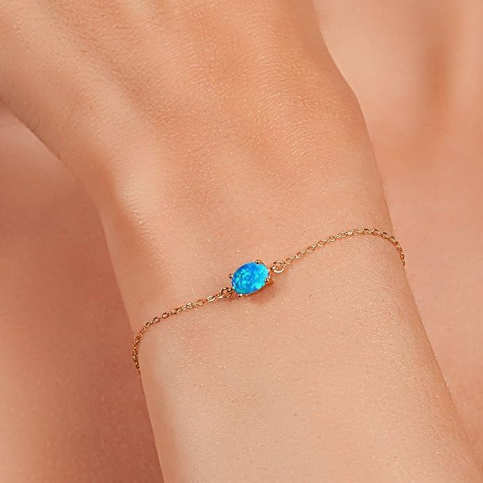 Gem Stone King 7X5MM Oval Gemstone Birthstone Solitaire Bracelet For Women | 925 Sterling Silver | Adjustable Bolo Bracelet For Women | Fine Jewelry Gifts for Her Mom Wife