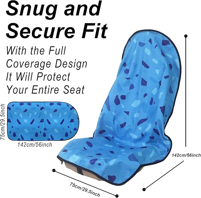 Car Seat Cover Protector Front Seats,for Gym Workout,Running,Swimming,Beach and Hiking,Waterproof Sweat Towel Bucket Seat Covers for Cars SUV Trucks (Blue Marbling, 1Pcs)