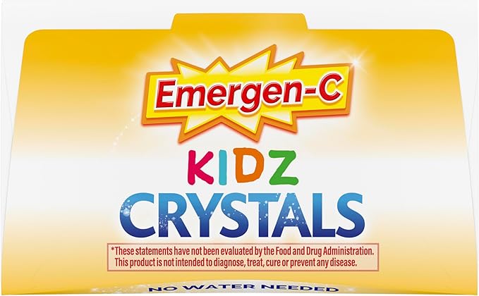 Emergen-C Kidz Crystals, On-the-Go Emergen-C Immune Support Supplement with Vitamin C, B Vitamins, Zinc and Manganese, Sparkly Strawberry, Stocking Stuffer - 56 Stick Packs