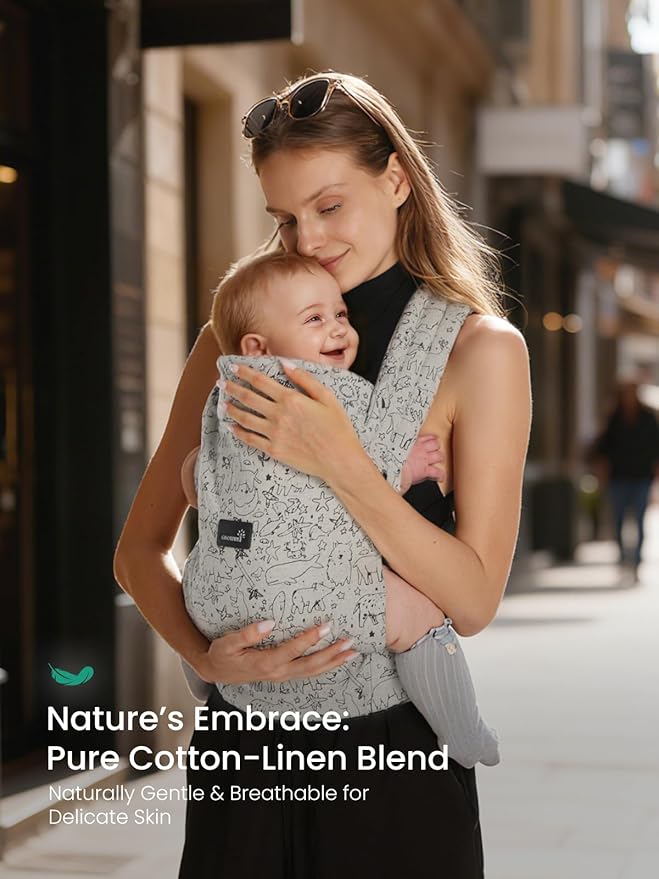 GROWNSY Baby Carrier Newborn to Toddler, Lightweight Ergonomic 7-44 lbs Newborn Carrier with Head Support, Easy to Wear Hands Free Infant Carrier for 0-36 Months, Grey Animal Pattern