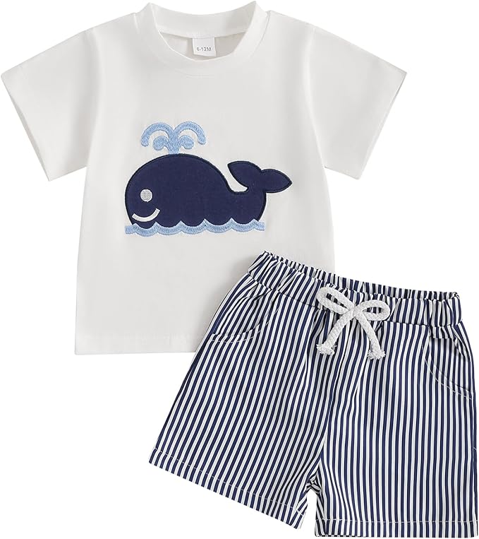 fhutpw Toddler Baby Boy Summer Clothes Tractor Letter Short Sleeve T-Shirt Tops Pockets Casual Shorts Set Infant Outfits