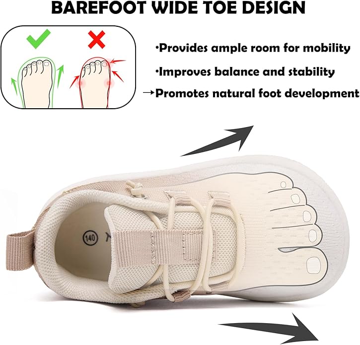 MORENDL Wide Toddler Shoes Baby Walking Shoes Girls Boys Zero Drop Minimalist Sneakers Slip On Tennis Shoe Breathable Naturally Flexible