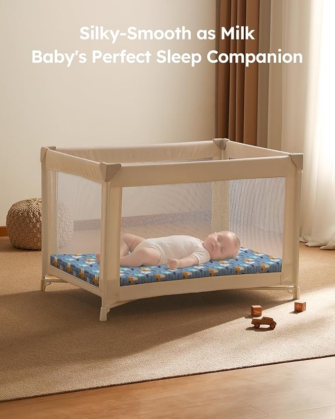 Pack and Play Sheets Fitted 3 Pack, Mini Crib Sheets for Pack N Play Mattress Stretchy Portable Playard Sheets, Soft Breathable Grey & Blue Car