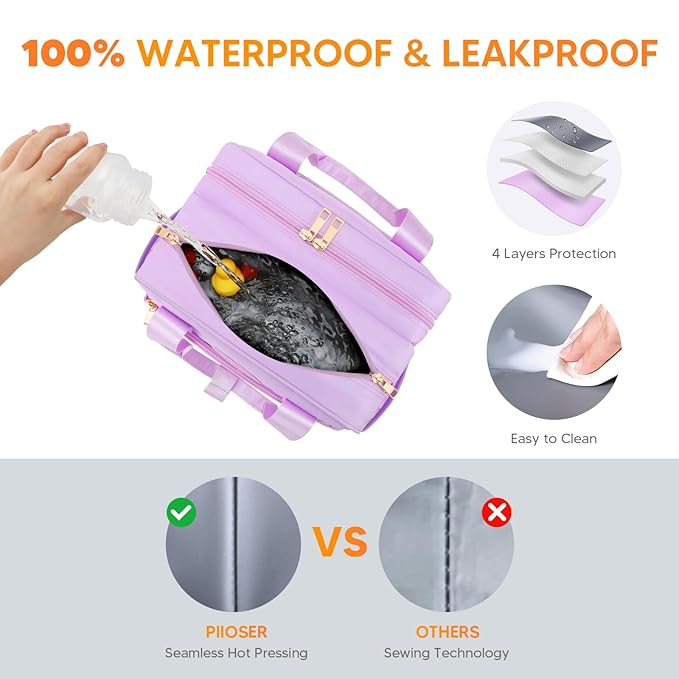 PIIOSER Breastmilk Cooler Bag with Ice Pack, Compatible with Wearable Breast Pumps & Accessories - Portable Breast Pumps Carrying Case for Nursing & Working Moms (Purple-Small)