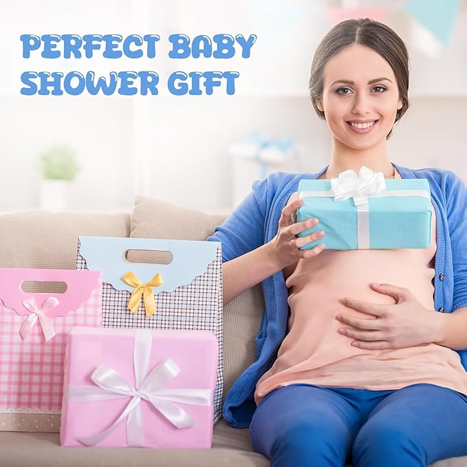 Chumia 30 Pcs Baby Muslin Washcloths Muslin Burp Cloths Baby Towel Natural Cotton Burp Cloths Wipes Soft Newborn Face Towel Absorbent for Face Bath Shower, 12 x 12'' (Light Blue, White, Blue)