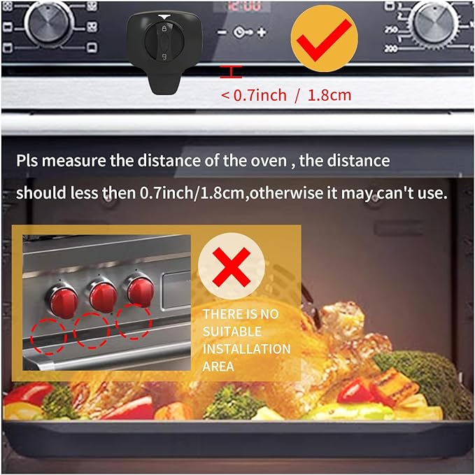 Baby Proof Oven Lock Child Safety Oven Door Lock for Toddlers Heat-Resistant Adhesive no Tools Need or Drill (Black-2Pcs)
