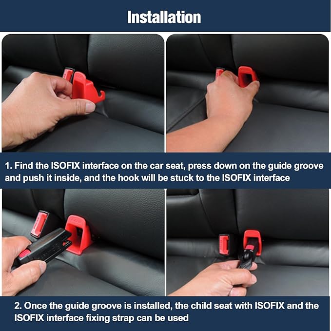 ISOFIX Interface Belt Latch Guide, 2 Pcs Car Seat ISOFIX Interface Buckle Fixed Guide Groove Car Seat Bracket Connector, Red