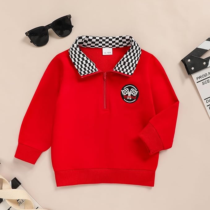Toddler Boy Quarter Zip Collared Pullover Long Sleeve Fall Winter Baby Boy Clothes Outfit 12M-4T
