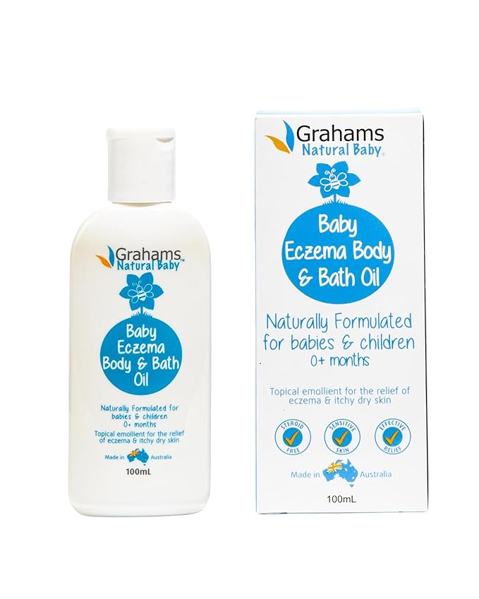 Grahams Natural Baby Eczema Body and Bath Oil - Treat Eczema & Cradle Cap, Relief for Itchy, Dry Skin - Clinically Proven Formula - For Ages 0+ Months to 12 Years (1 x 100ml)