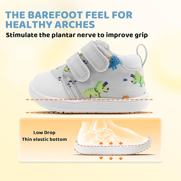 Baby First Walking Shoes Baby Girls Wide Barefoot Sneakers Lightweight Soft Toddler Shoe Non-Slip Ankle Support