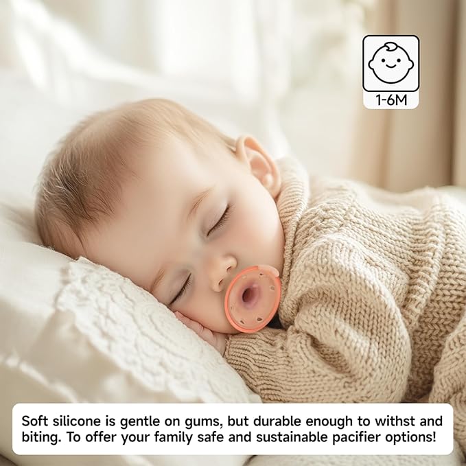 Baby Pacifiers 0-6 Months One-Piece Pacifiers 0-3 Months BPA-Free Lightweight Soft Silicone Newborn Pacifier for Breastfed Babies