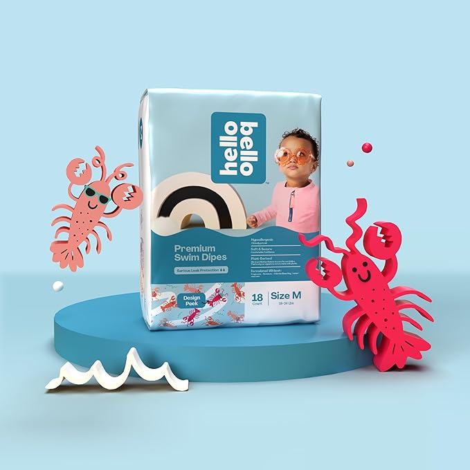 Hello Bello Premium Swim Diapers I Affordable and Eco-Friendly Disposable Swim Dipes for Babies and Kids I Size Medium - Diaper Size 4-5 (Pack of 2)