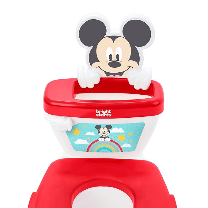 Bright Starts Disney Junior Mickey Mouse My Size Potty Training Toilet, Toddler Potty Chair with Flushing & Cheering Sounds, Removable Seat with Splash Guard & Handles, Ages 18+ Months, Up to 50 lbs