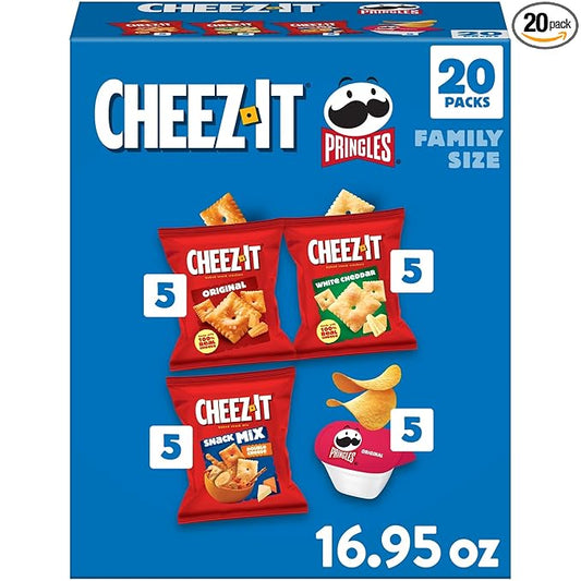 Cheez-It, Pringles, Lunch Snacks, Variety Pack, 16.95oz Box (20 Packs)