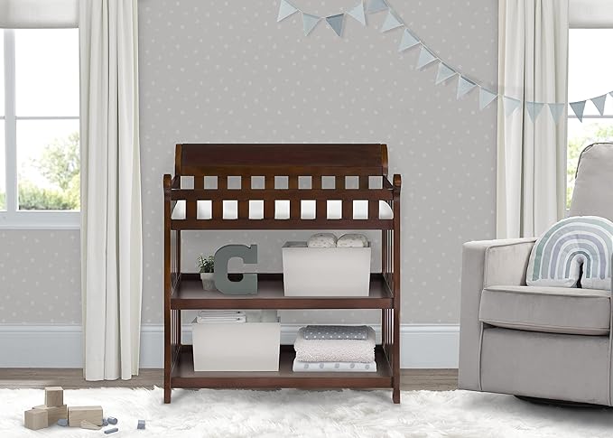 Delta Children Eclipse Changing Table with Changing Pad, Black Cherry