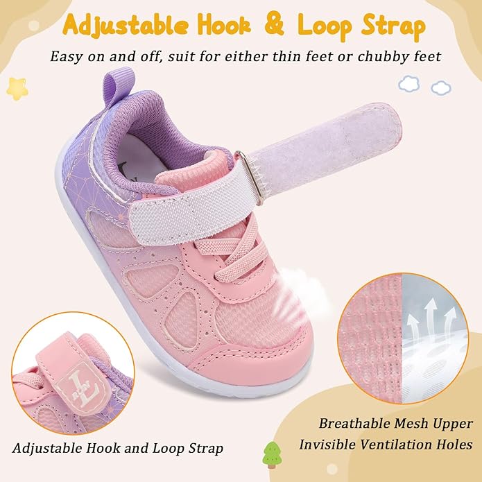 L-RUN Baby Shoes Boys Girls First Walkers Breathable Infant Sneakers Flexible Non-Slip Sole Walking Shoes for Toddlers