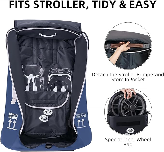 CARAMBOLA Stroller Bag for Airplane,Travel Bag - Compatible with UPPAbaby Vista/V1 V2 V3, Cruz/V1 V2 V3 |Rolling Wheel Bag with Storage Pocket, Waterproof, Rolling Wheels, Multiple Handles