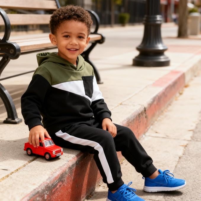 2-6T Toddler Baby Boy Clothes Color Blocking Hoodies + Pants Fall Winter Outfits