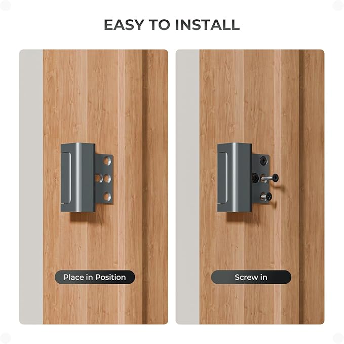 5Pack Home Security Door Reinforcement Lock, Childproof Safety Door Lock Latch Inside Stopper, Add High Security to Prevent Home Unauthorized Entry, Aluminum Construction Finish Grey