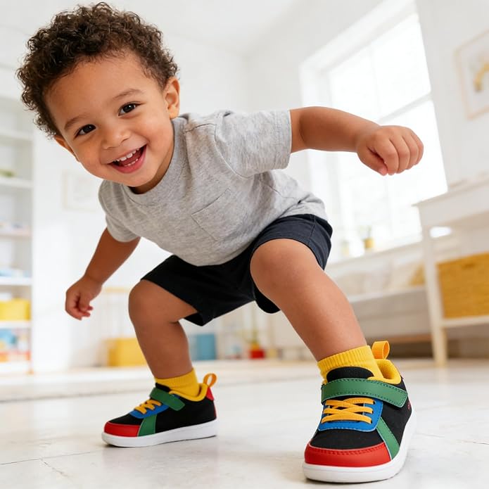 SKYWHEEL Toddler Wide Toe Box Barefoot Shoes Boys Sneakers Kids Tennis Shoes Comfort Lightweight Zero Drop Walking Shoe for Indoor/Outdoor Play