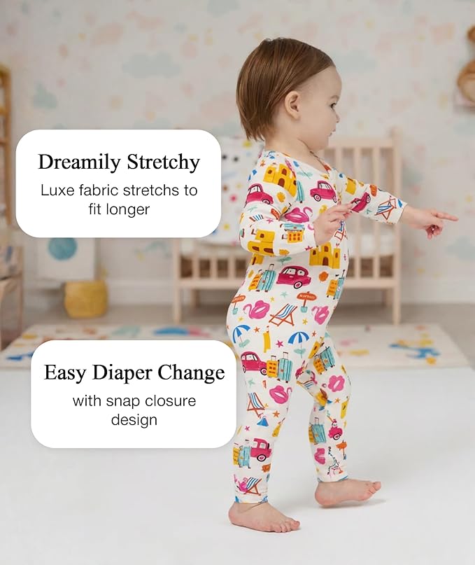 Baby Boy and Girl Romper Long Sleeve Jumpsuit One-Piece Footless Pajamas, Viscose Made from Bamboo