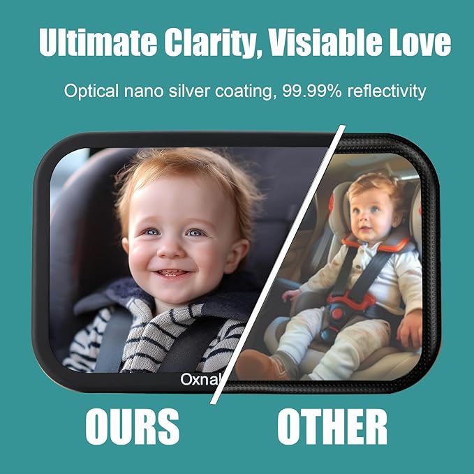 Car Mirror for Baby,Shake proof,Shatterproof Baby Car Mirror for Safe Travel, 360° Rotation, Clear Wide View, Easy Install, Perfect