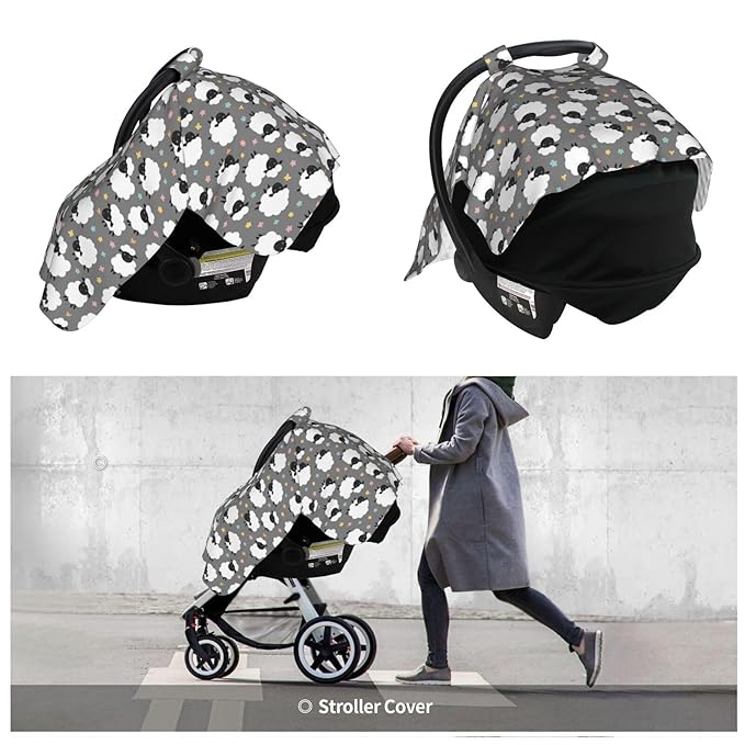 Cute Sheep Lambs Baby Car Seat Canopy Nursing Cover for Newborn Car Seat Breastfeeding Covers Blanket Newborn Shower Gift