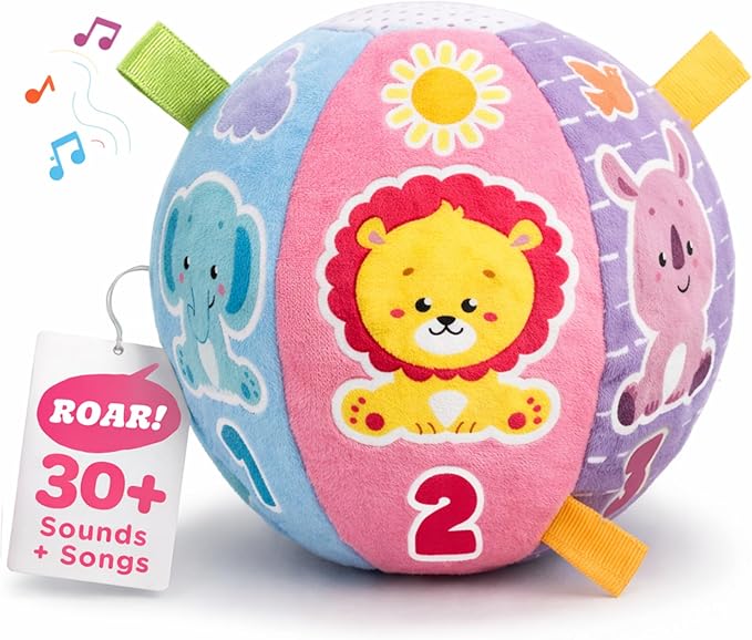 Move2Play, Hilariously Interactive Baby Ball with Music & Sound Effects | First Birthday Gift | Toddler Toy for Boys & Girls | Age 6, 9, 12, 18+ Month | 1, 2+ Year's Old (Baby Ball Pastel)