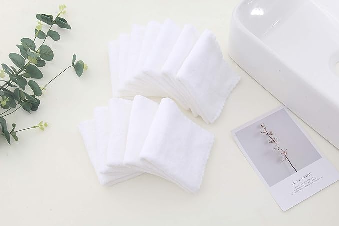 12 Pack Baby Washcloths - Extra Absorbent and Soft Wash Clothes for Newborns, Infants and Toddlers (White)