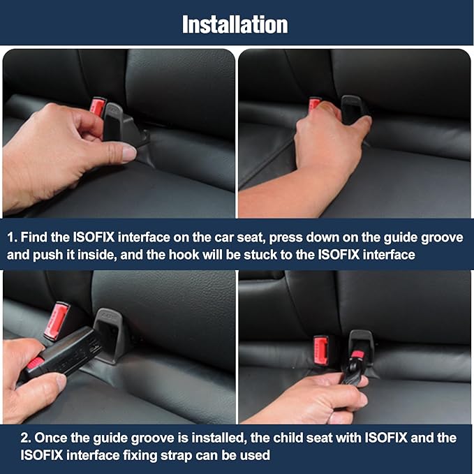 ISOFIX Interface Belt Latch Guide, 2 Pcs Car Seat ISOFIX Interface Buckle Fixed Guide Groove Car Seat Bracket Connector, Black