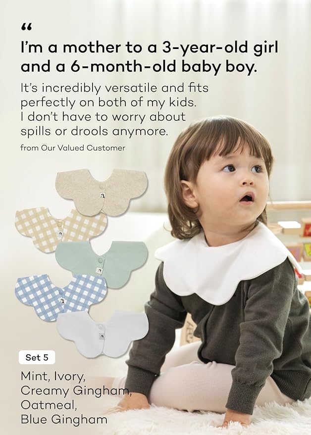 Konny Baby Bibs 3/5/7-Pack Set, 360 ° Rotate, Soft and Absorbent Bandana Drooling for Boys Girls baby Essentials
