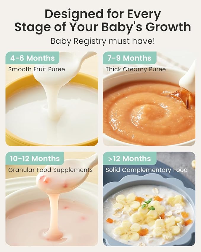 Grownsy Baby Food Maker with Steam Basket, One Step Baby Food Processor Steamer Puree Blender Grinder Mills Machine, Auto Cooking Grinding and Sterili-zing for Healthy Homemade Baby Food, Blue
