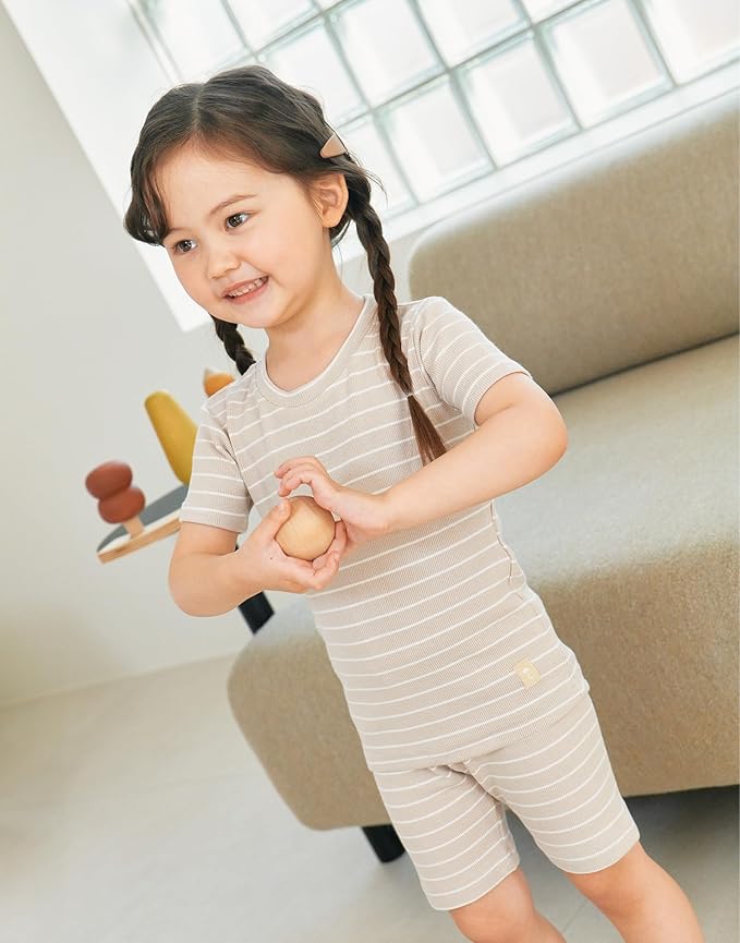 moimoln Stripe Pajamas Set 12M-8Y Ribbed Unisex Baby & Toddler, Soft Viscose, Snug-Fit, Everyday Sleepwear