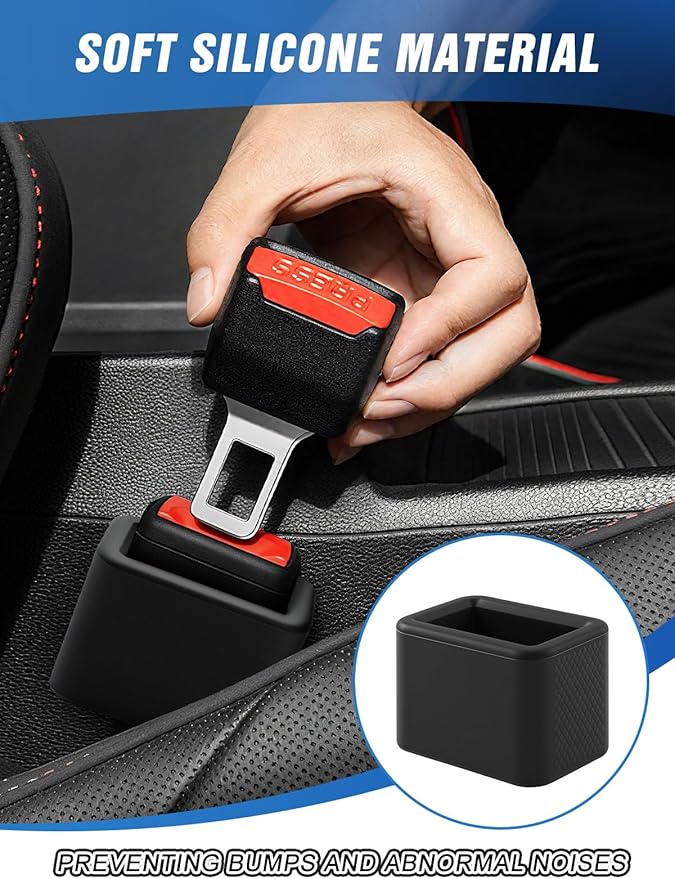 2 PCS Seat Belt Buckle Holder, Silicone Seatbelt Buckle Booster to Makes Receptacle Stand Upright for Easy Access (Black)