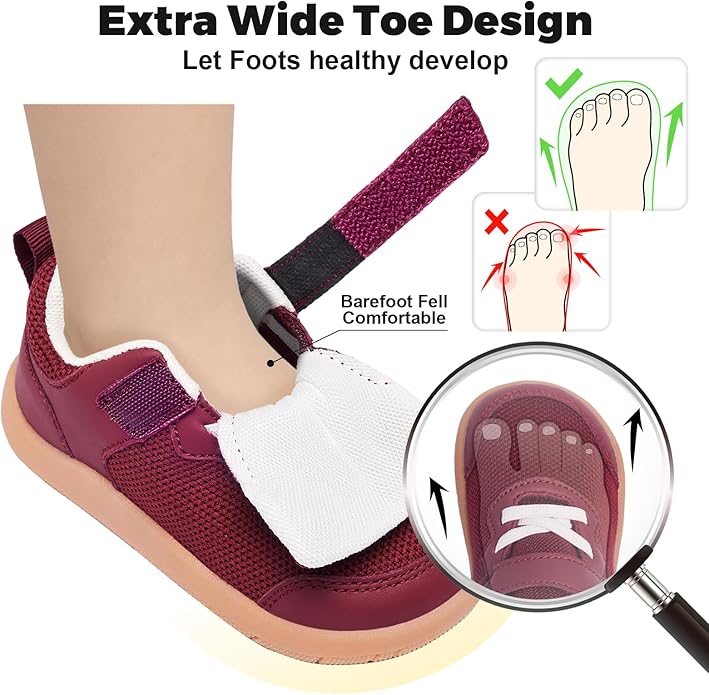 Wide Toe Box Toddler Shoes Baby First Walking Shoe Boys Girls Non-Slip Zero Drop Minimalist Tennis Sneakers