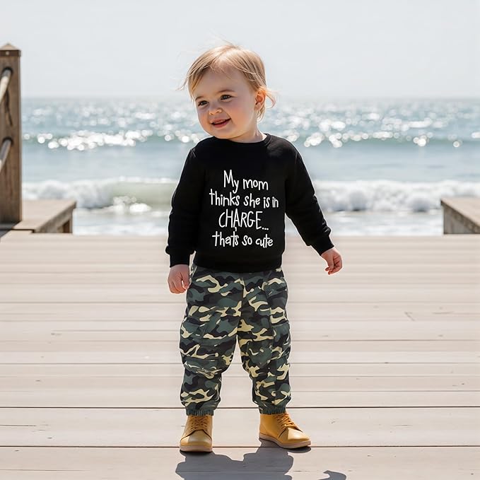 wdehow Toddler Kids Baby Boy Fall Outfits 1T 2T 3T 4T 5T Letter Print Long Sleeve Tops Camouflage Pants Winter Clothes Sets