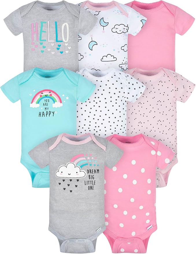 Gerber baby-girls 8-pack Short Sleeve Onesies Bodysuits
