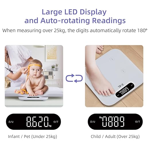 Baby Weight Scale, Infant Scale with Detachable Tray, Pet Scale for Cat Dog, Multiple Weighing Scale for Toddler, Children, Pet and Adult Auto-Rotation LED Screen, Up to 400lb/180kg