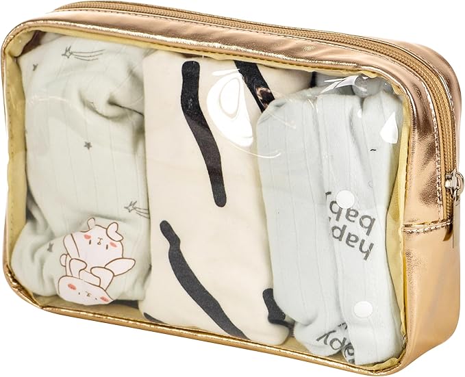 TSA Approved 5-Piece Diaper Bag Organizer Pouch Set Clear Waterproof TPU Kids Toiletry Storage Set Travel Packing Clutch Cube Bags for Baby Nursing