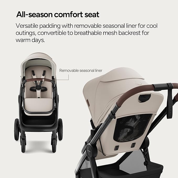 Mompush Ultimate 3 Full Size Baby Stroller from Newborn to 50 lbs - All-Terrain Large Wheels with Full Suspension, Reversible & Extendable Seat for Growing Kids, One-Second Compact Fold