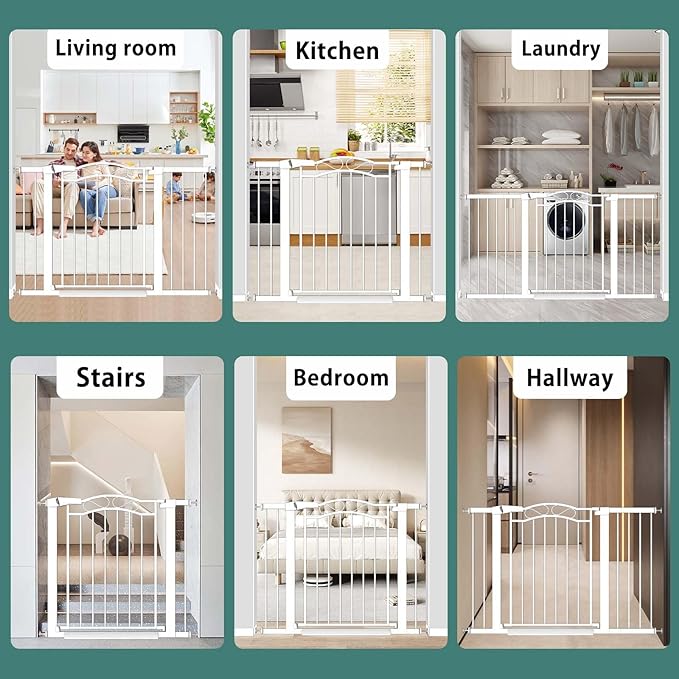 Fairy Baby 81.9"-84.6" Extra Wide Press Mounted Baby Gate Indoor for Kids Or Pets Walk Thru No Drill Long Dog Gates for The House Doorway Child Safety Gate